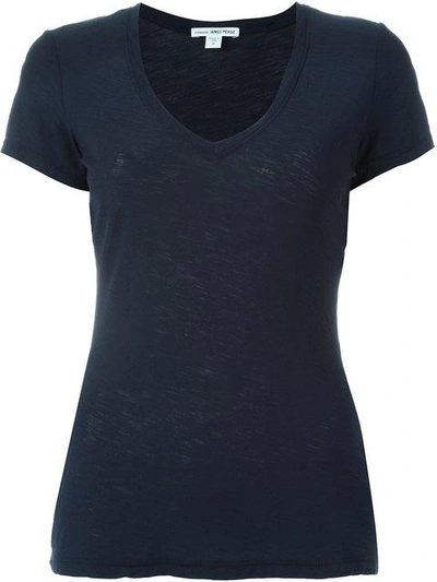 James Perse Casual Tee W Reverse Binding In Black