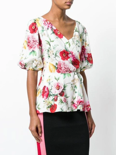 Shop Dolce & Gabbana Floral Wrap Blouse In Ham62 Fiorif.do Panna