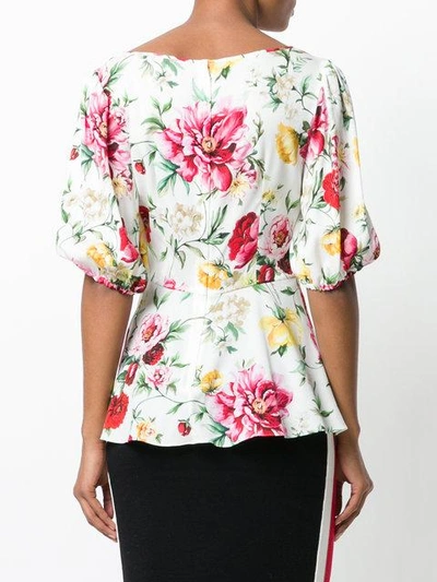 Shop Dolce & Gabbana Floral Wrap Blouse In Ham62 Fiorif.do Panna