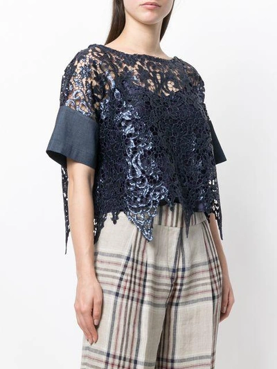 Shop Antonio Marras Lace Cropped Blouse