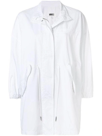 Shop Mm6 Maison Margiela Oversized Parka Coat In White