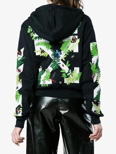 Shop Off-white Floral Embroidered Hoodie In Black