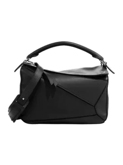 Shop Loewe Women's Puzzle Leather Bag In Black