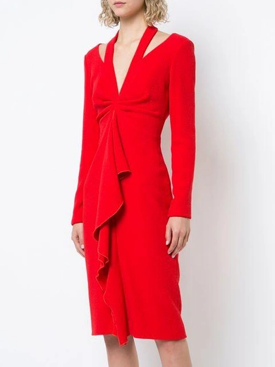 Shop Oscar De La Renta Ruffled Midi Dress - Red