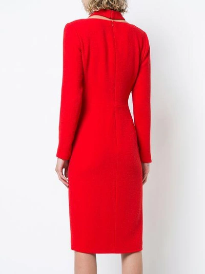 Shop Oscar De La Renta Ruffled Midi Dress - Red