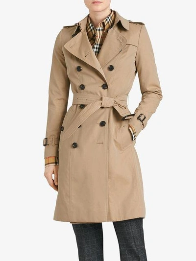 Shop Burberry The Chelsea Long Trench Coat In Neutrals ,multicolour