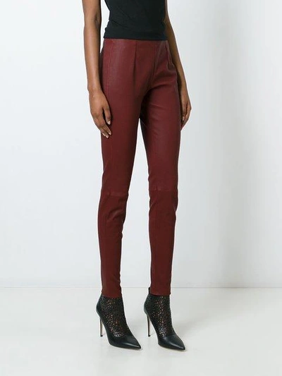 Shop Mugler Skinny Leather Pants - Red
