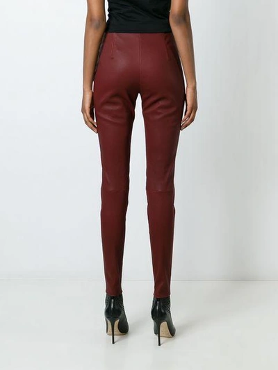 Shop Mugler Skinny Leather Pants - Red