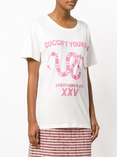 Shop Gucci Fy Yourself Print T-shirt - White