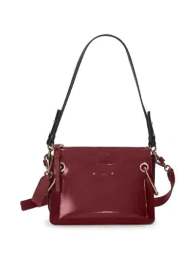 Shop Chloé Small Roy Gusset Grained Leather Bag In Plum Purple