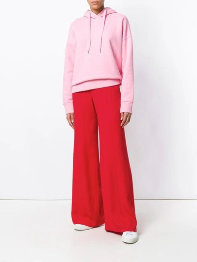 Shop Msgm Palazzo Trousers In Red