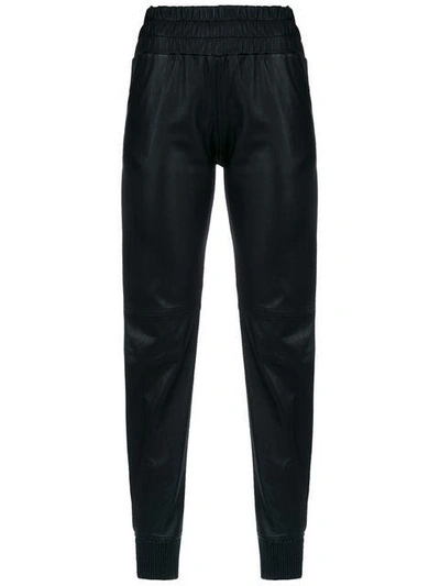 Shop Andrea Bogosian Panelled Leather Trousers