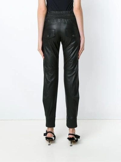 Shop Andrea Bogosian Panelled Leather Trousers