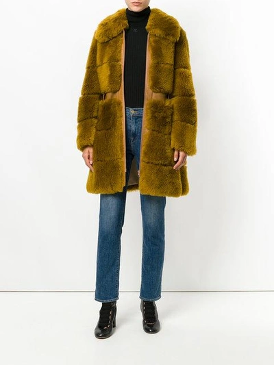 Shop Chloé Fur Coat In Brown