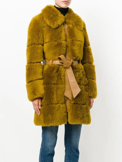 Shop Chloé Fur Coat In Brown