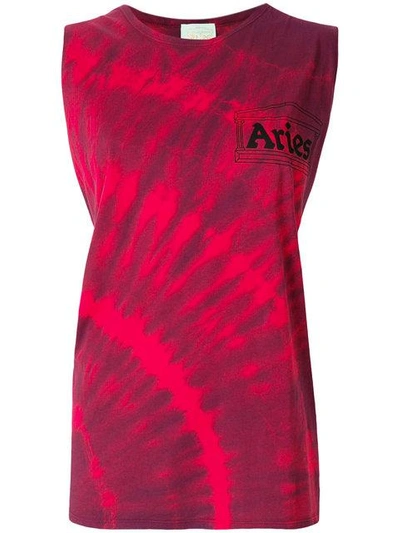 Shop Aries Bleach-effect Racerback Tank Top In Red