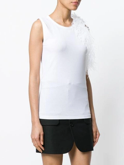 Shop Helmut Lang Feathered Tank Top In White
