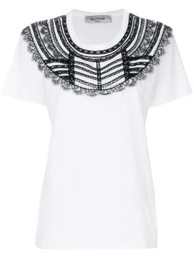 Shop Valentino Lace Bib T-shirt - White