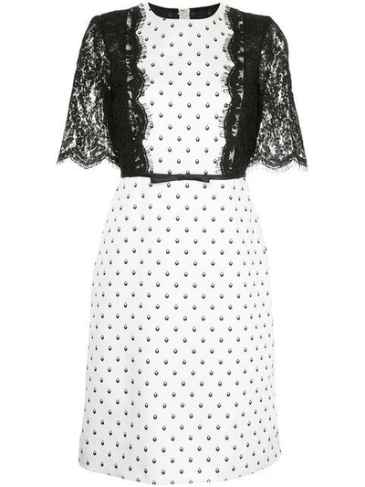 Shop Giambattista Valli Spotted Lace Embellished Dress In White