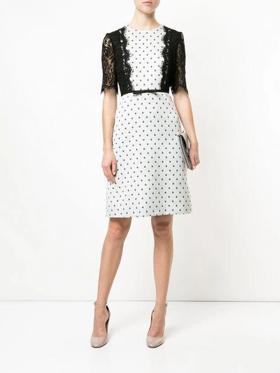 Shop Giambattista Valli Spotted Lace Embellished Dress In White