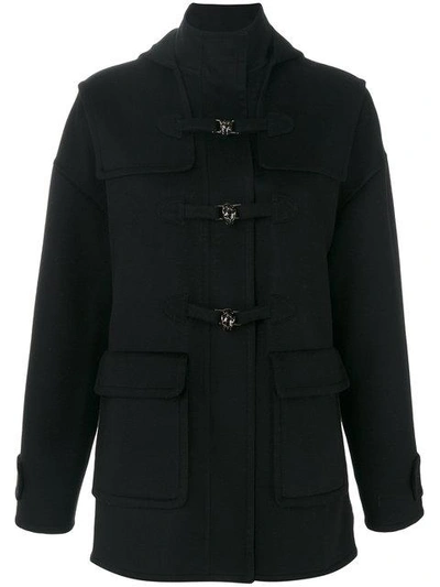 Shop Valentino Panther Duffle Coat - Black