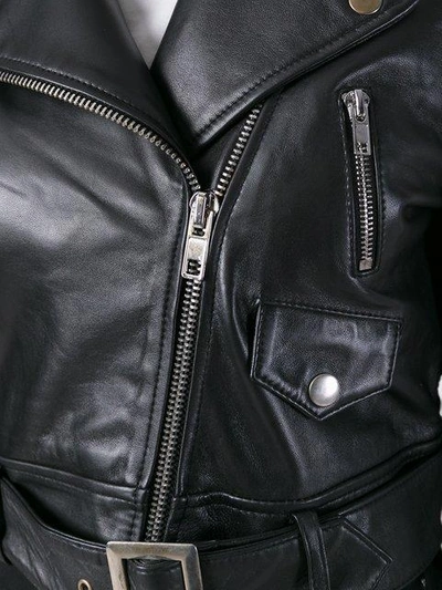 Shop Jeremy Scott Cropped Biker Jacket - Black