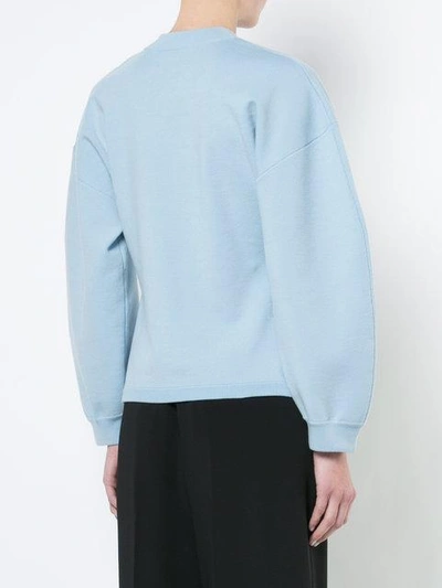 Shop Tibi Long Sleeved Knitted Top In Blue