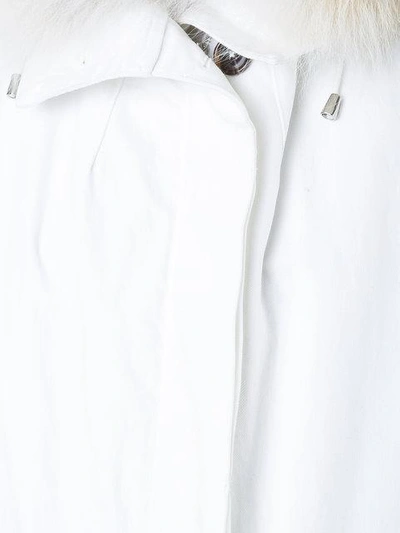 Shop Yves Salomon Army Hooded Long Gilet - White