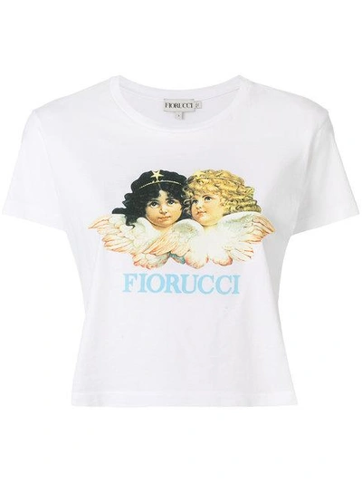 Shop Fiorucci Logo Print Cropped T-shirt In White