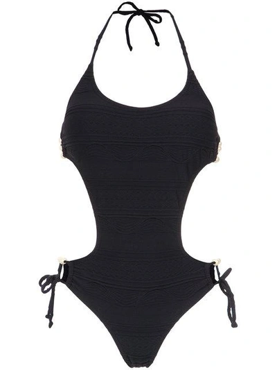 Shop Amir Slama Cut Out Details Swimsuit - Black