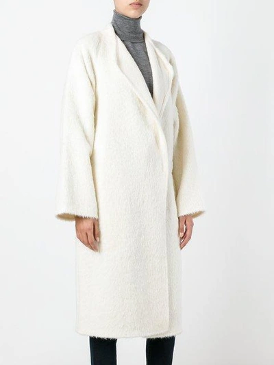 Shop Helmut Lang Belted Mid-length Coat - White