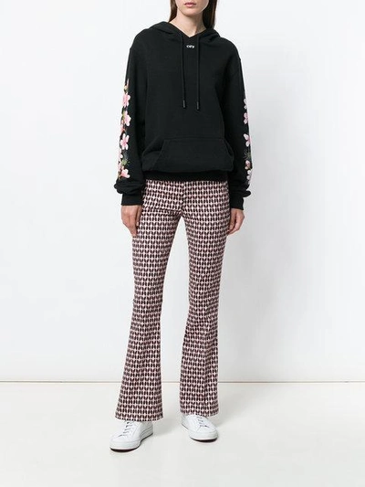 Shop Dondup Printed Flared Trousers - Black