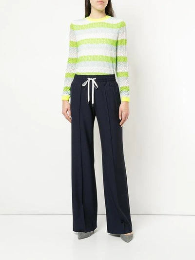 Shop Miu Miu Drawstring-waist Tailored Trousers In Blue