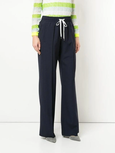 Shop Miu Miu Drawstring-waist Tailored Trousers In Blue