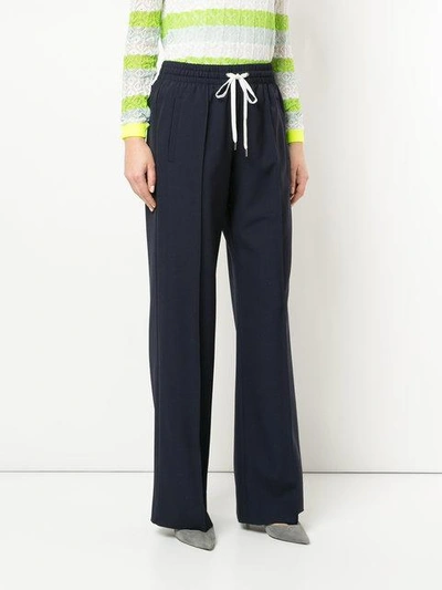 Miu Miu Drawstring-waist Tailored Trousers In Blue