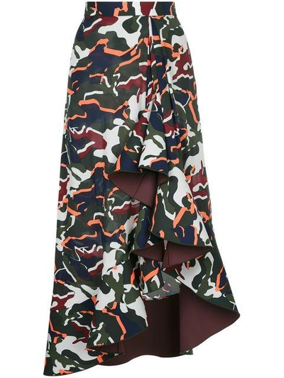 Shop Dion Lee Artillery Drape Camouflage Print Skirt
