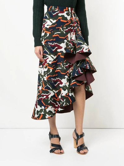 Shop Dion Lee Artillery Drape Camouflage Print Skirt