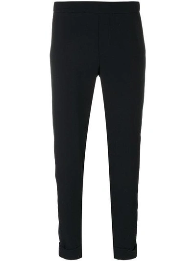 Shop P.a.r.o.s.h Cropped Slim Fit Trousers In Blue