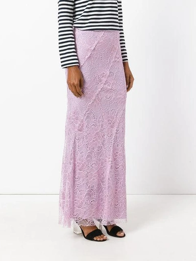 Shop Alberta Ferretti Embroidered Skirt - Pink & Purple