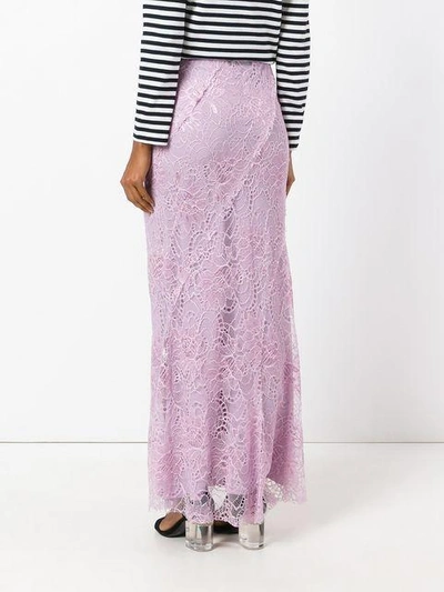 Shop Alberta Ferretti Embroidered Skirt - Pink & Purple