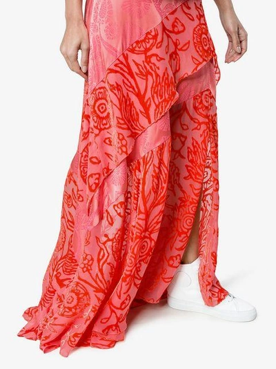 Shop Peter Pilotto Silk Maxi Skirt With Floral Pattern