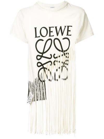 Shop Loewe Logo Fringed T-shirt