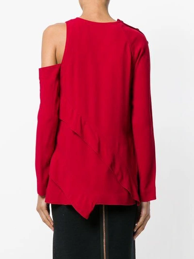 Shop Proenza Schouler Cut-out Shoulder And Frill Detail Sweater In Red