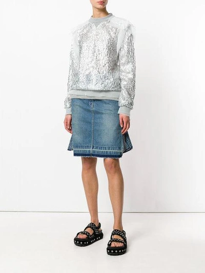 Shop Sacai Sequin Embroidered Sweatshirt In Grey