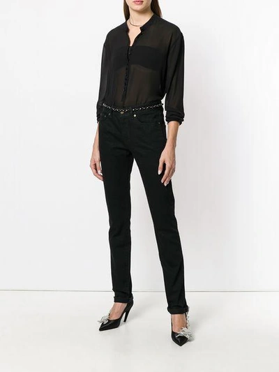 Shop Saint Laurent Mid Rise Skinny Jeans In Black