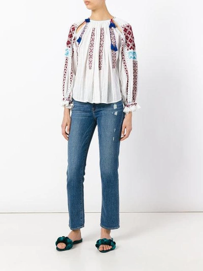 Shop Ulla Johnson Mila Embroidered Blouse In Natural
