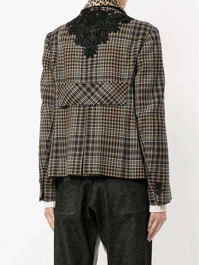 Shop Antonio Marras Contrast Collar Check Jacket - Brown