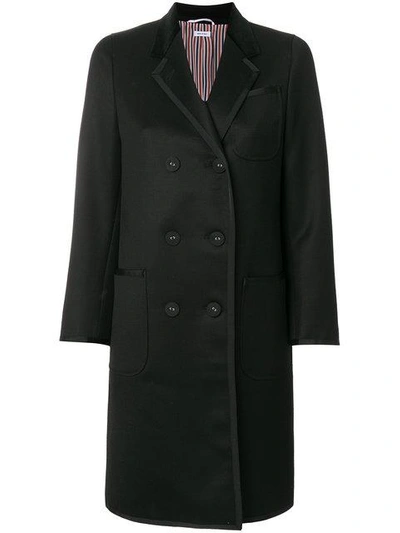 Shop Thom Browne Double-breasted Midi Coat In Black