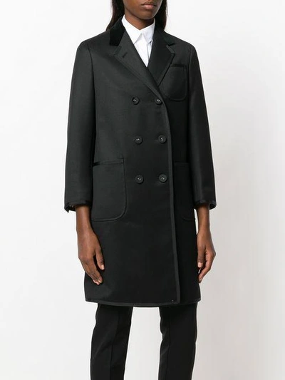 Shop Thom Browne Double-breasted Midi Coat In Black