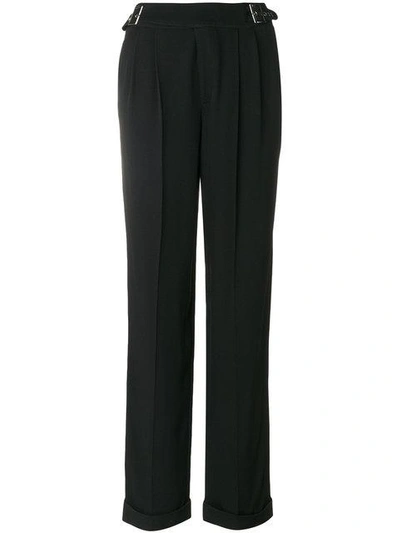Shop Tom Ford Buckle Detail Trousers - Black